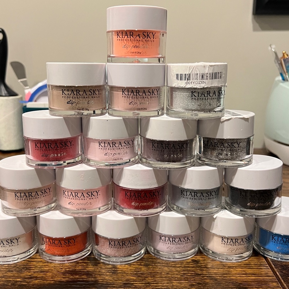 Kiara Assorted Dip Powder Set in Pink, Peach, Silver & Blue Tones